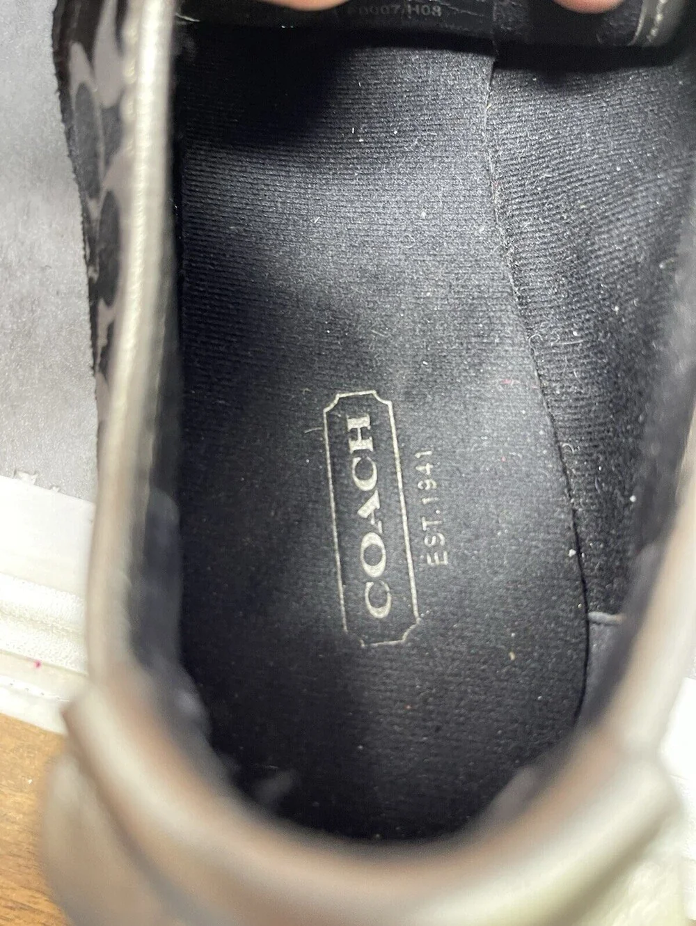 Coach Meagan Sneakers Womens Size 8.5 Black Silver Low Top Lace Up